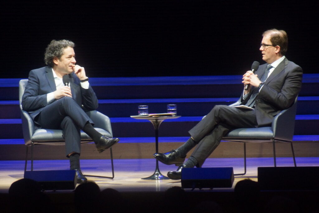 Gustavo Dudamel and Matias Tarnopolsky onstage at David Geffen Hall, 3/10/26