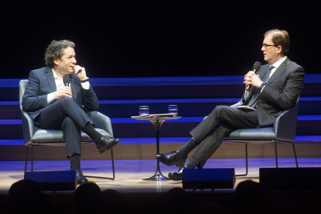Gustavo Dudamel and Matias Tarnopolsky onstage at David Geffen Hall, 3/10/26