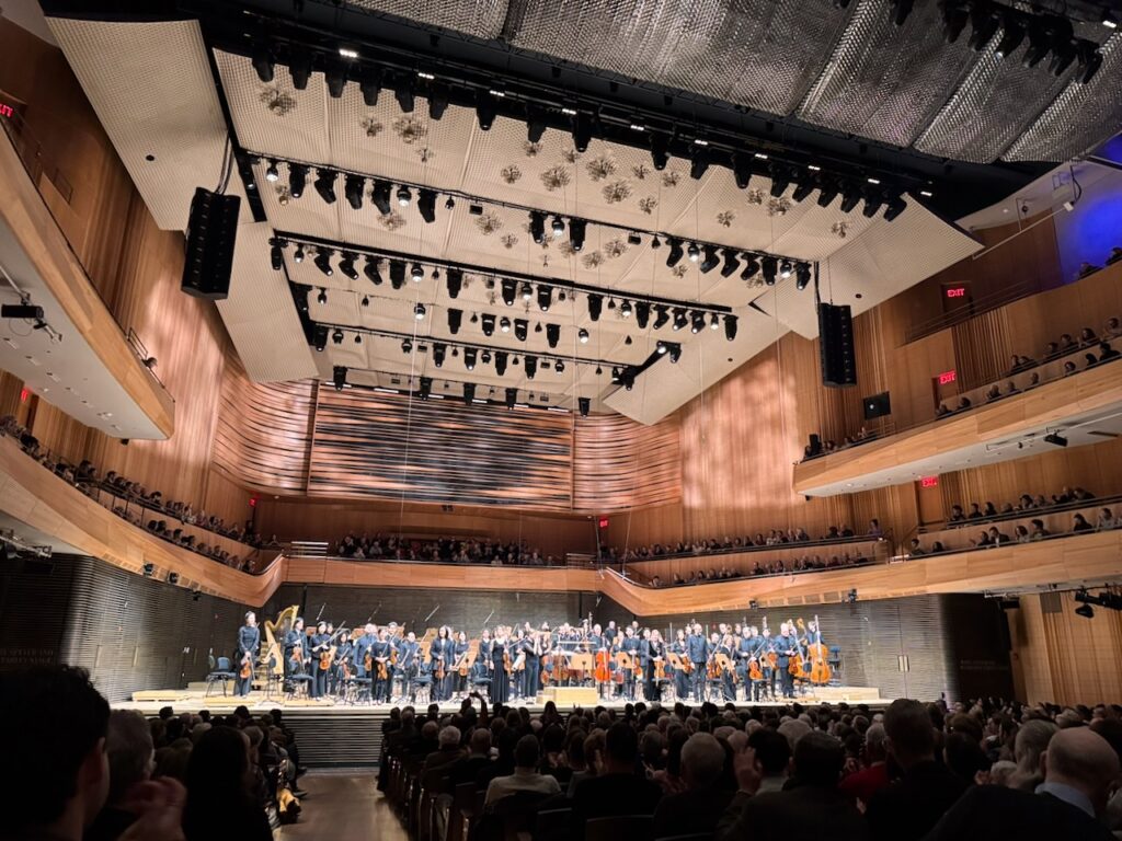 Mirga Gražinytė-Tyla and the New York Philharmonic onstage at Geffen Hall