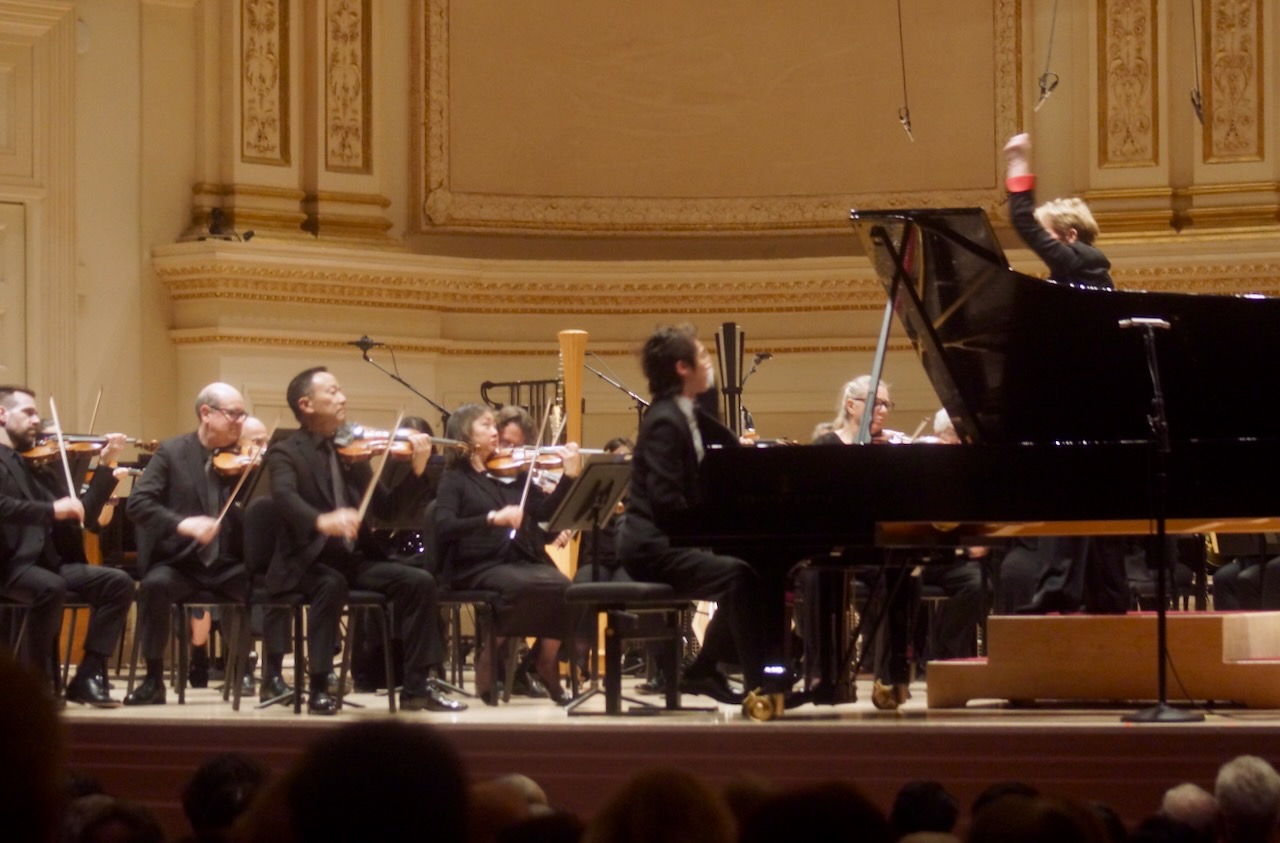 Marin Alsop conducting the Philadelphia Orchestra and Hayato Sumino at Carnegie Hall