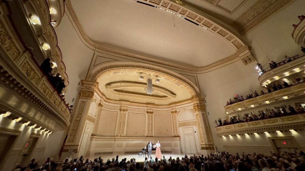 James Baillieu and Lise Davidsen onstage at Carnegie Hall