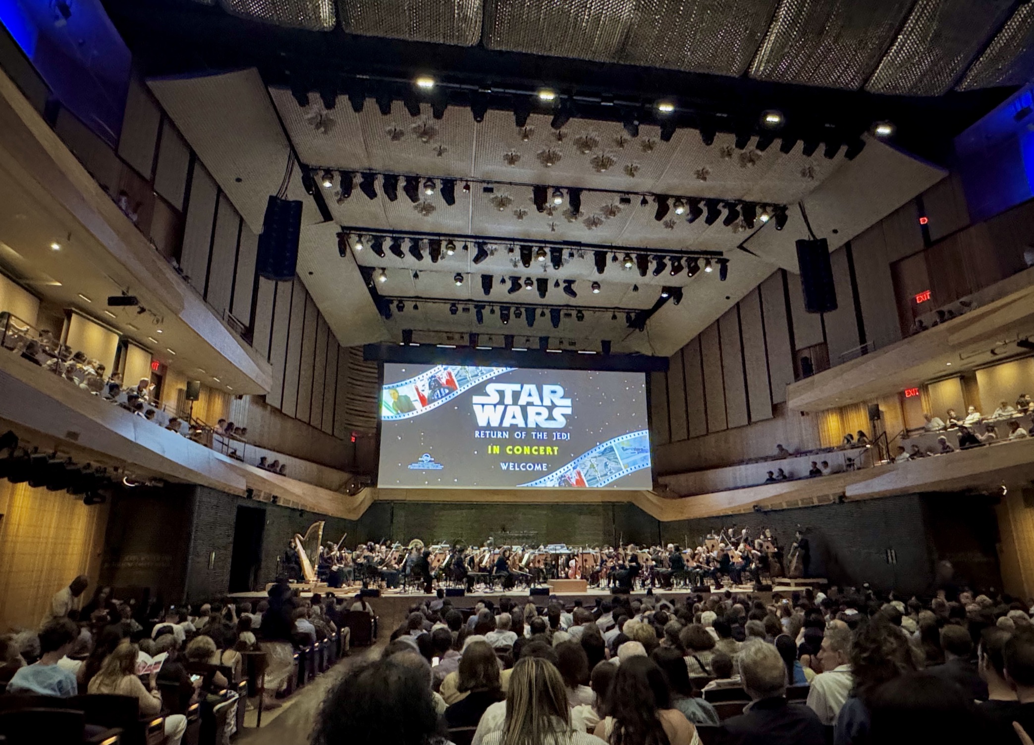 New York Philharmonic onstage at David Geffen Hall during Return of the Jedi