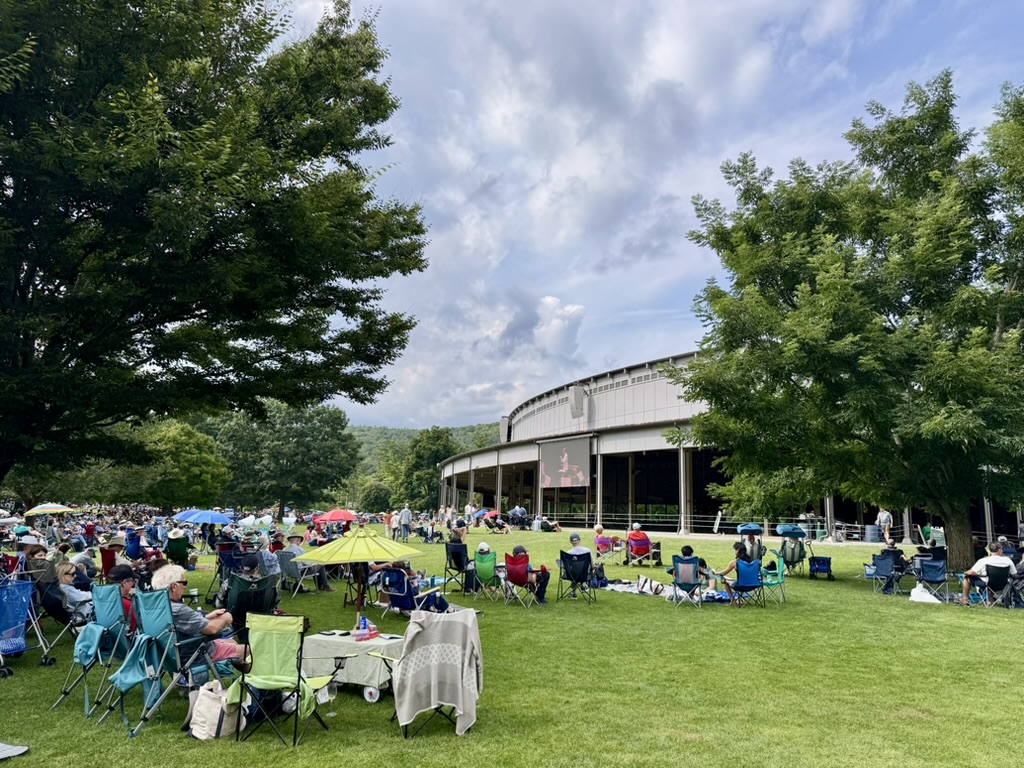 Outdoor view of the Shed at Tanglewood during the TMC Orchestra concert, 8/16/26