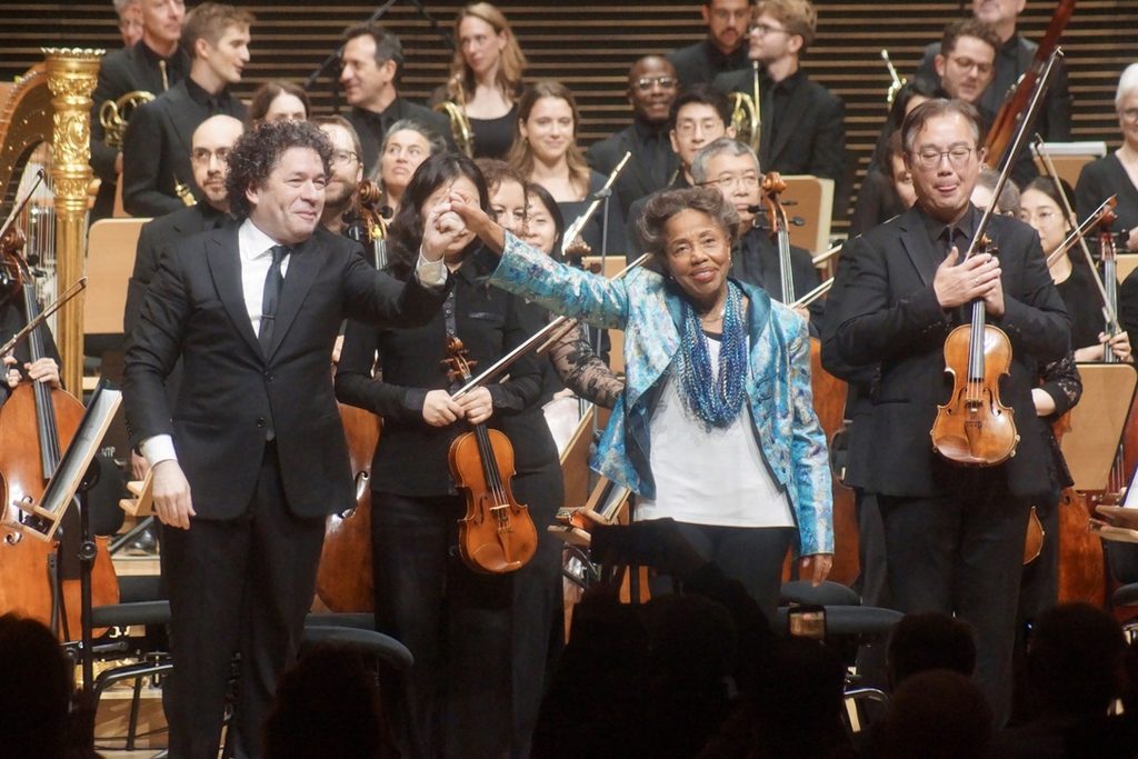 Gustavo Dudamel with composer Tania León and the New York Philharmonic, 9/29/26